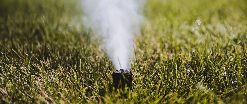 Blowing out water from a sprinkler head in Denver, CO.