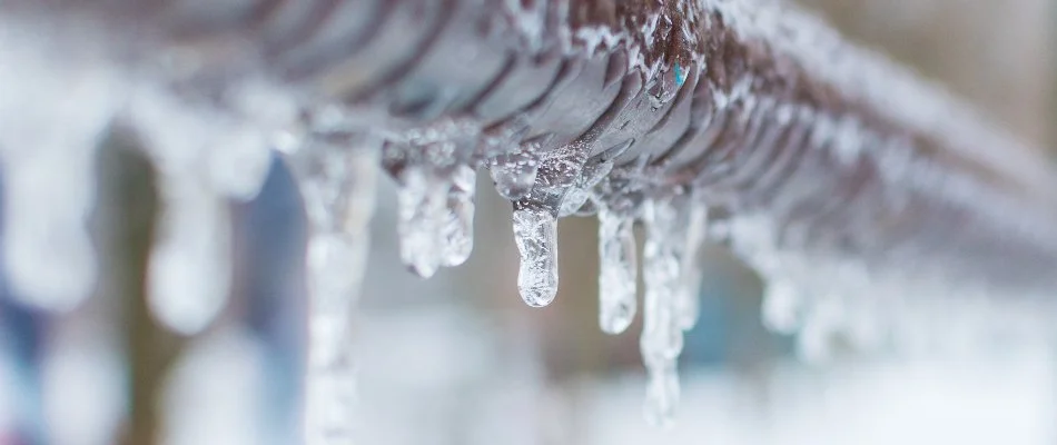 Frozen water on a pipe in Denver, CO.